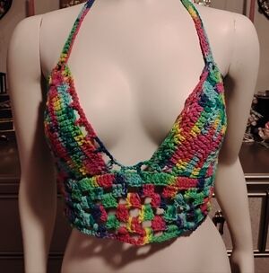 Colorful Handmade Crochet Halter Top